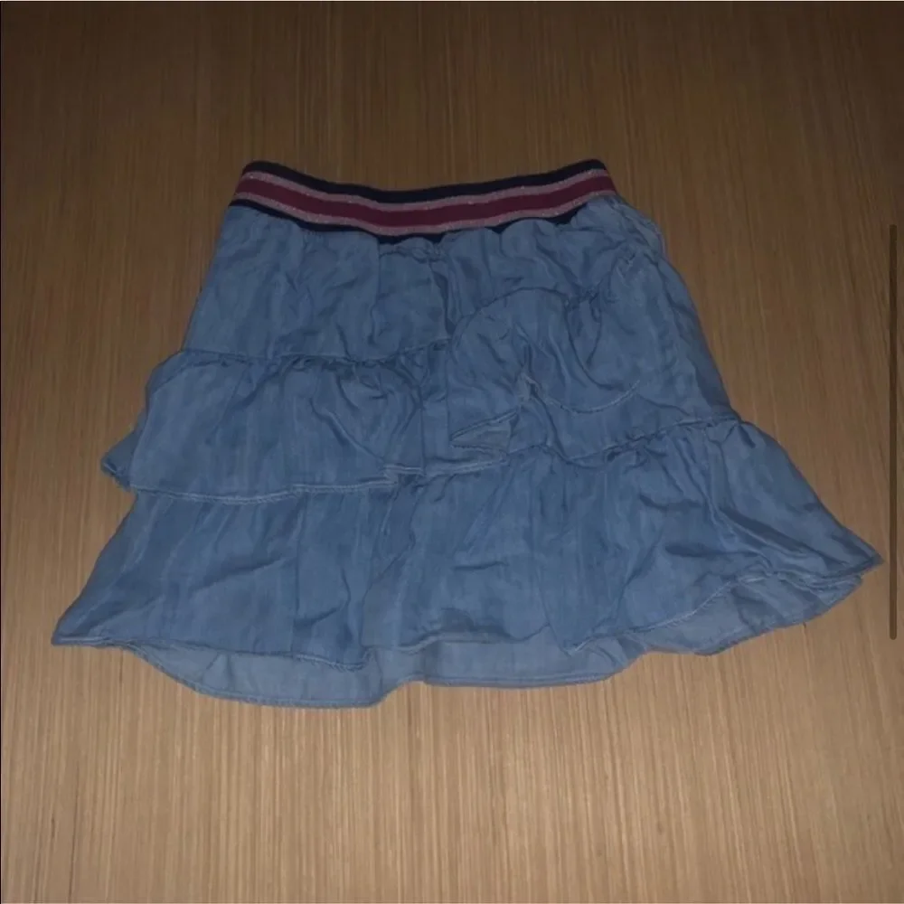 Peek Ruffle Chambray Denim Skirt